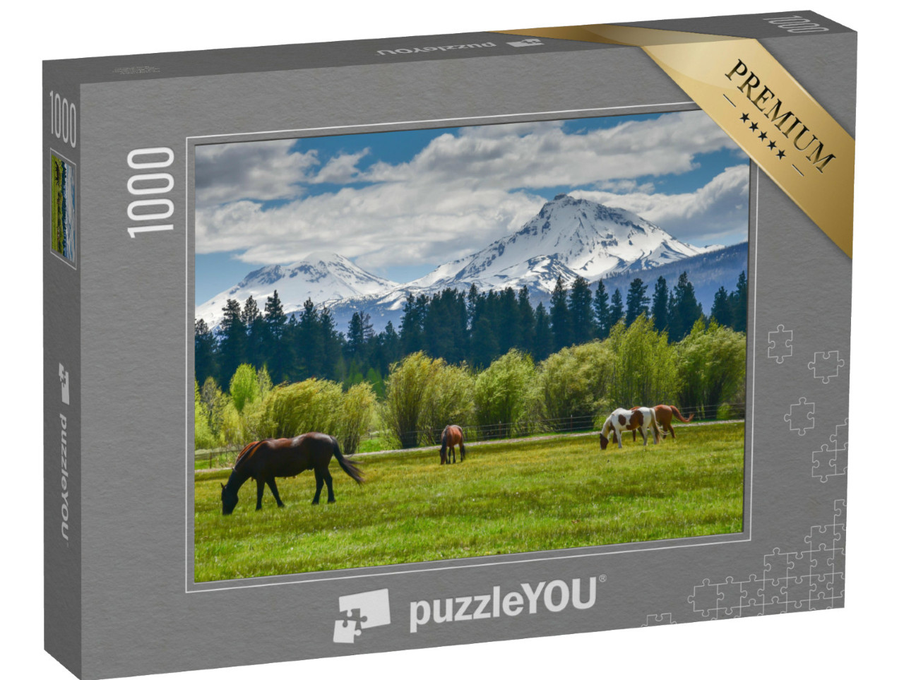 Puzzel 1000 stukjes „Paarden in de Cascade Mountain Range, Oregon, VS“