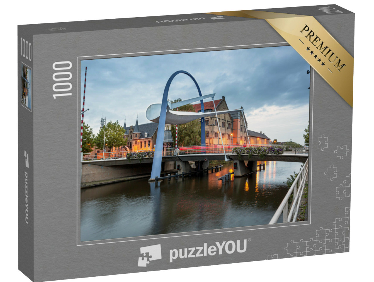 Puzzel 1000 stukjes „Basculebrug over een kanaal in Leeuwarden“