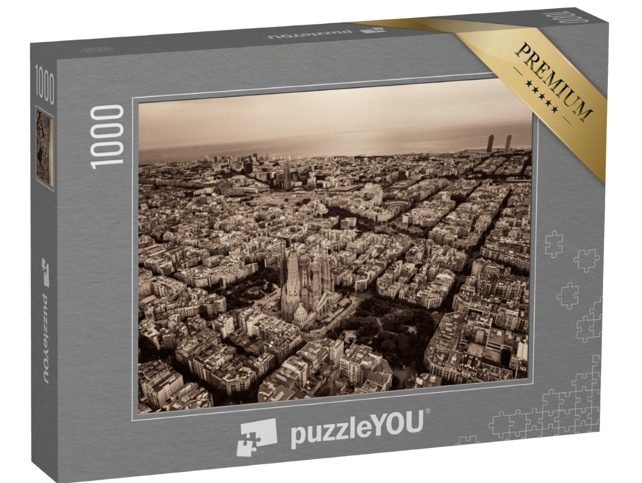 Puzzel 1000 stukjes „Luchtfoto van de Sagrada Familia Basiliek, Barcelona, Spanje“