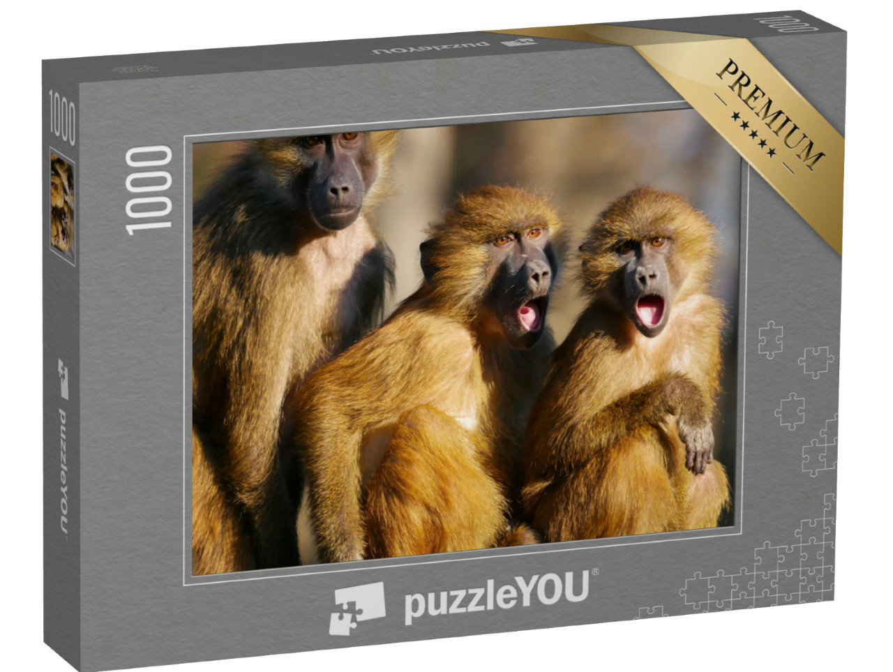 Puzzel 1000 stukjes „Opwinding in de bavianenfamilie“