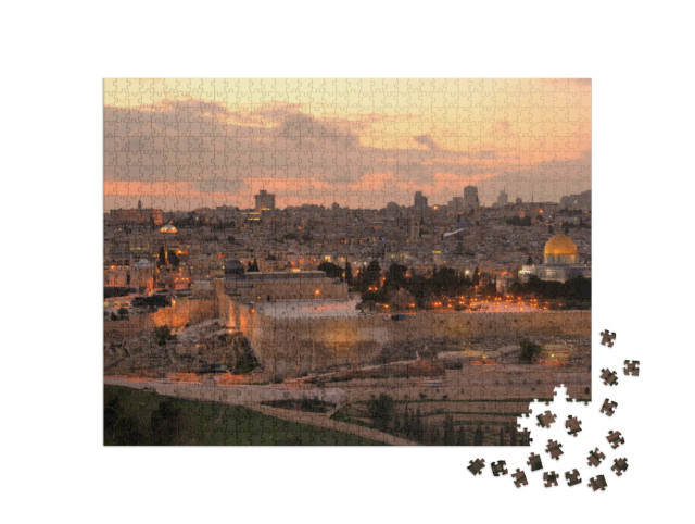 Puzzel 1000 stukjes „De Oude Stad van Jeruzalem in de avond“