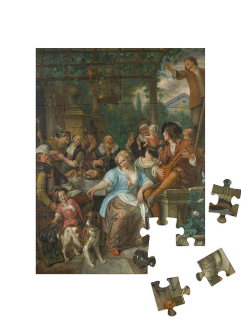 Puzzel 48 stukjes „Jan Steen - Gelukkig gezelschap op een terras“