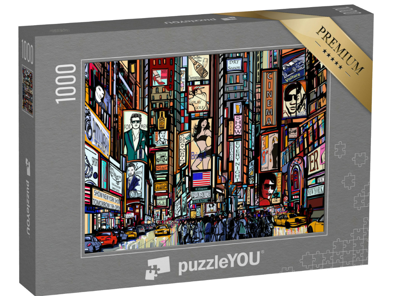 Puzzel 1000 stukjes „Een illustratie van een straat in New York, Times Square“