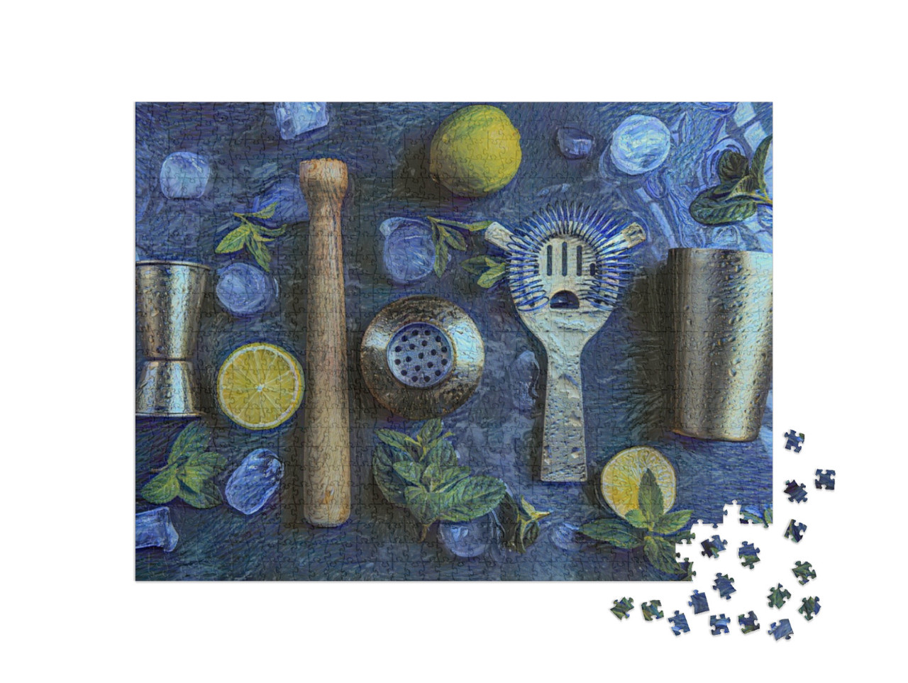 Puzzel 1000 stukjes „in de kunststijl van van Gogh, Sterrennacht - Cocktails - Puzzelcollectie Kunstenaars & Schilderijen“