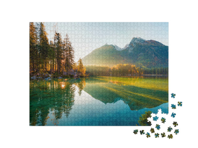 Puzzel 1000 stukjes „Herfstzonsopgang boven de Hintersee“