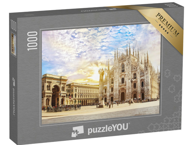 Puzzel 1000 stukjes „Kathedraal en Vittorio Emanuele Galerij op Piazza Duomo, Milaan“
