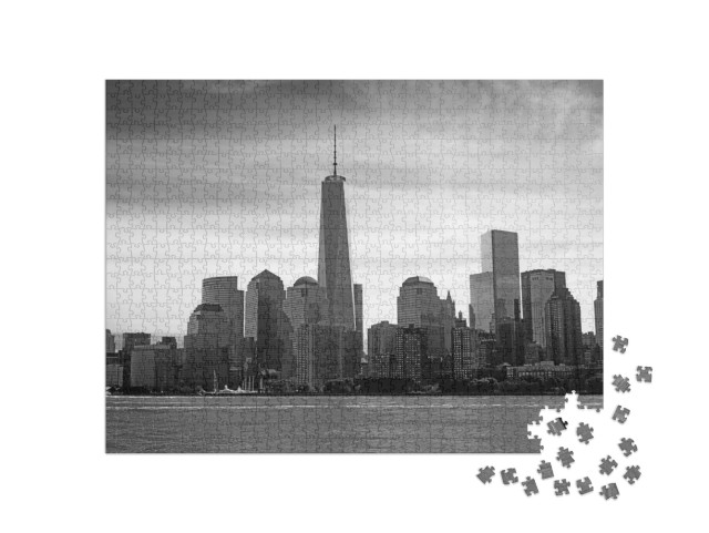 Puzzel 1000 stukjes „Uitzicht op Manhattan vanaf de rivier de Hudson“