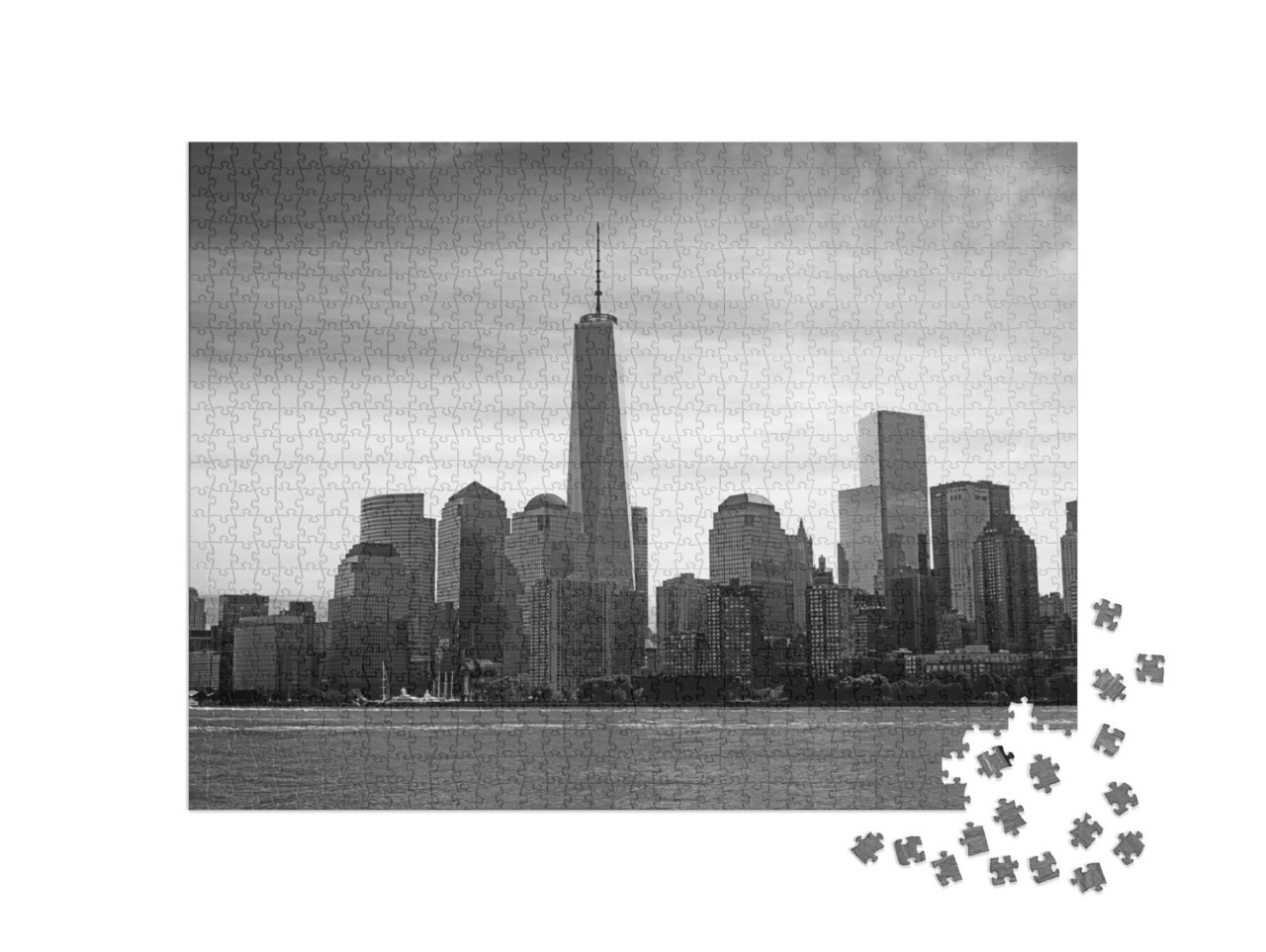 Puzzel 1000 stukjes „Uitzicht op Manhattan vanaf de rivier de Hudson“