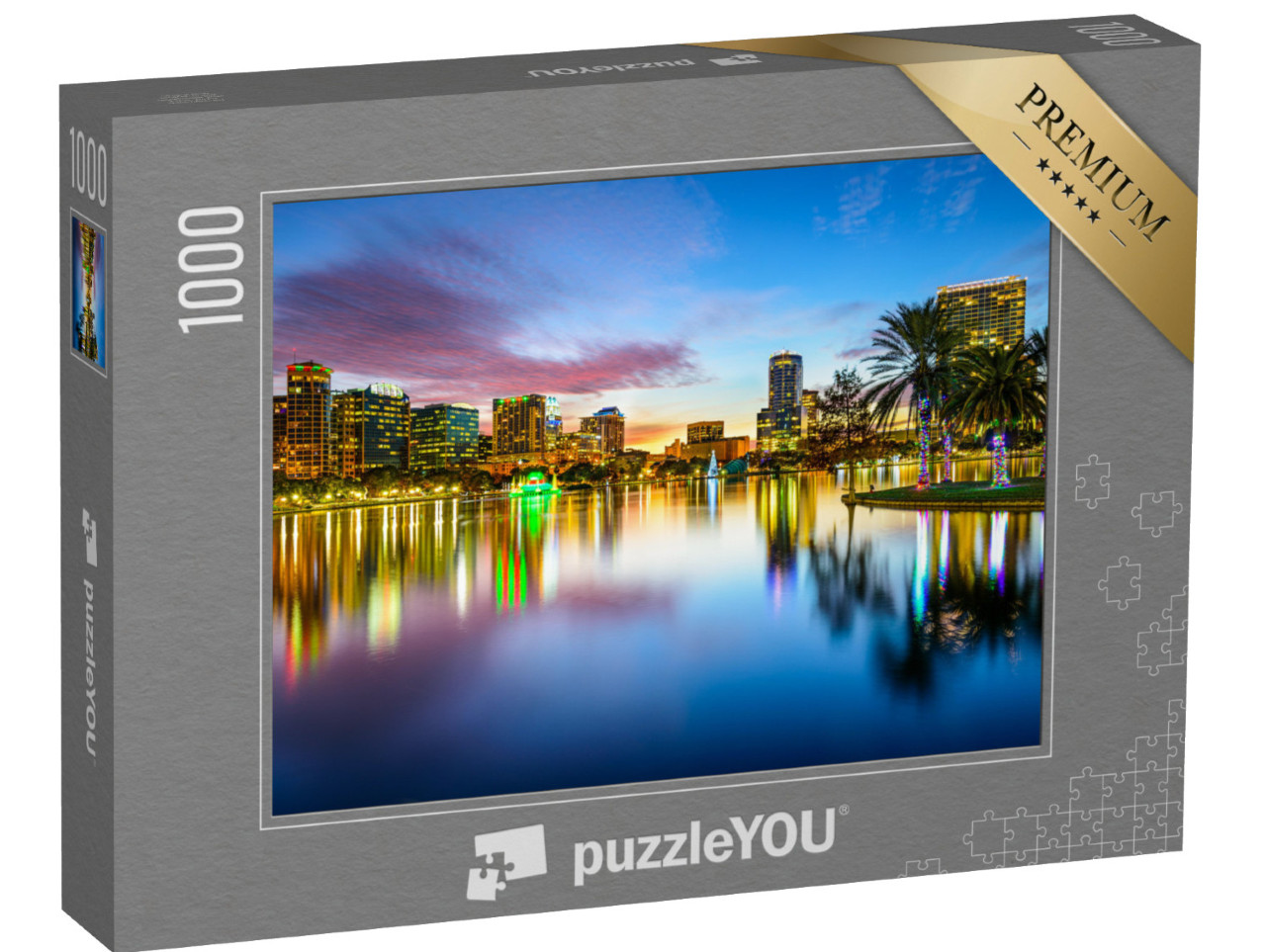 Puzzel 1000 stukjes „Uitzicht op Orlando met Eola Lake in Florida, VS“