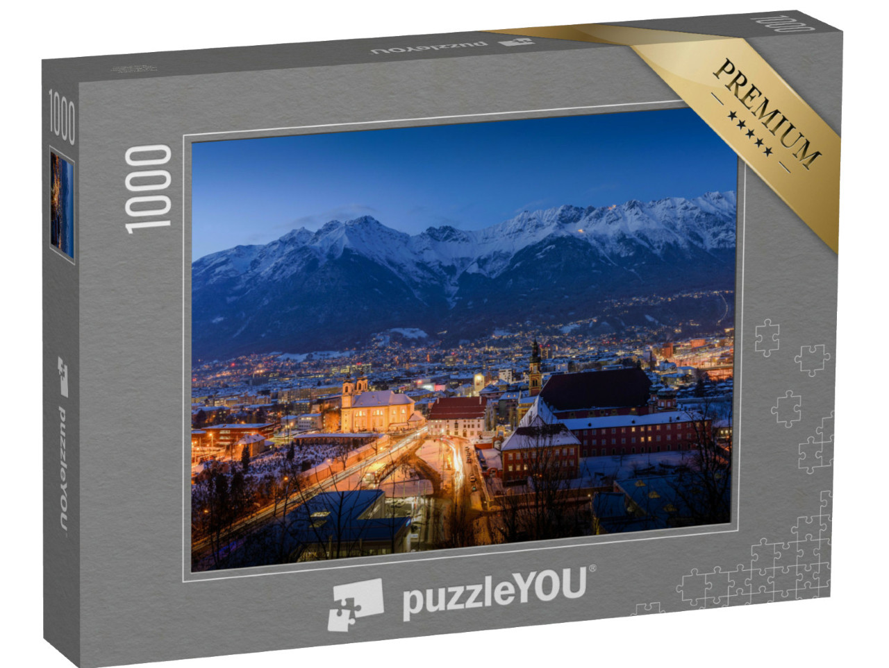 Puzzel 1000 stukjes „Winter Innsbruck bij nacht, Oostenrijk“