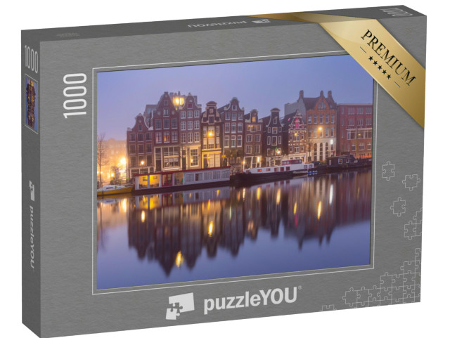 Puzzel 1000 stukjes „Amsterdamse gracht Brouwersgracht bij nacht“