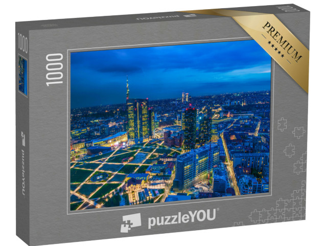 Puzzel 1000 stukjes „De skyline van Milaan met uitzicht op het eiland“