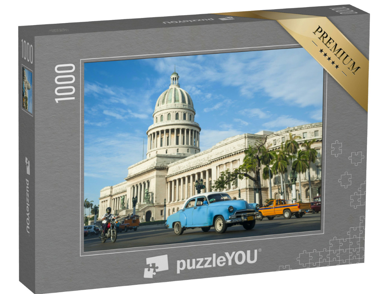 Puzzel 1000 stukjes „Amerikaanse vintage taxi's in Havana, Cuba“