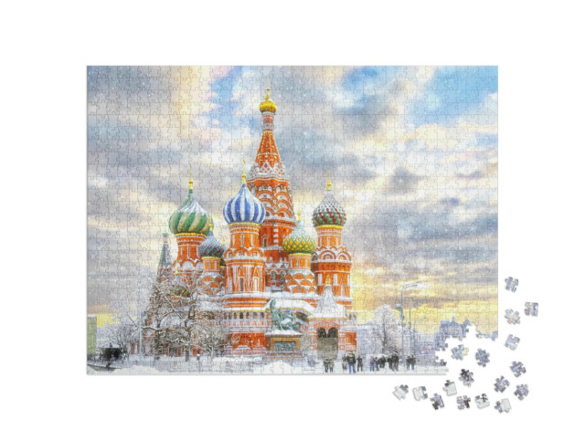 Puzzel 1000 stukjes „Moskou: het Rode Plein met de Sint-Basiliuskathedraal, Rusland“
