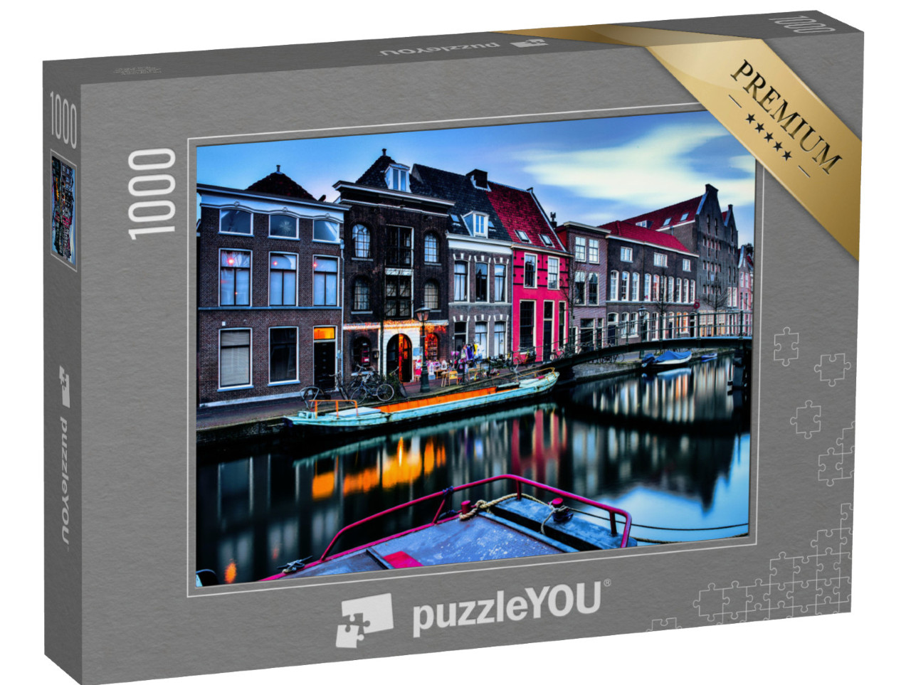 Puzzel 1000 stukjes „Amsterdamse gracht in de avond“