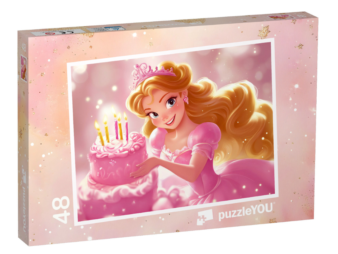 Puzzel 48 stukjes „De betoverende roze prinses viert haar verjaardag“