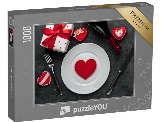 Puzzel 1000 stukjes „Romantische placemat op Valentijnsdag“