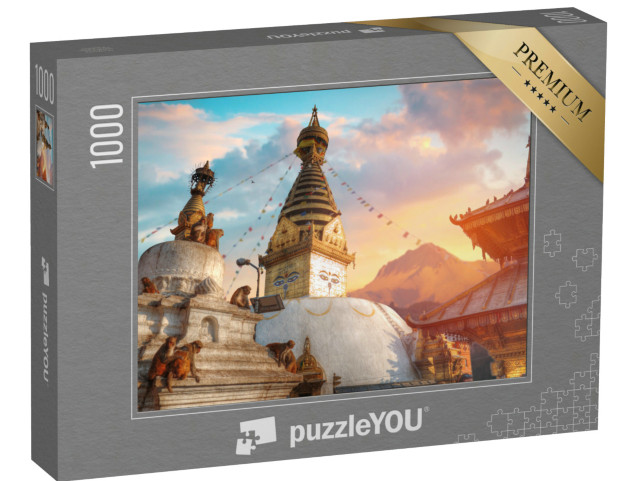 Puzzel 1000 stukjes „Swayambhunath apentempel, Kathmandu, Nepal“