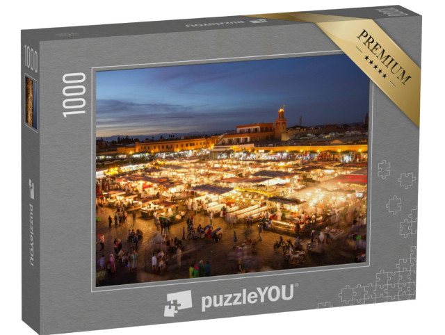 Puzzel 1000 stukjes „Jamaa el Fna markt bij schemering, Marrakech, Marokko“