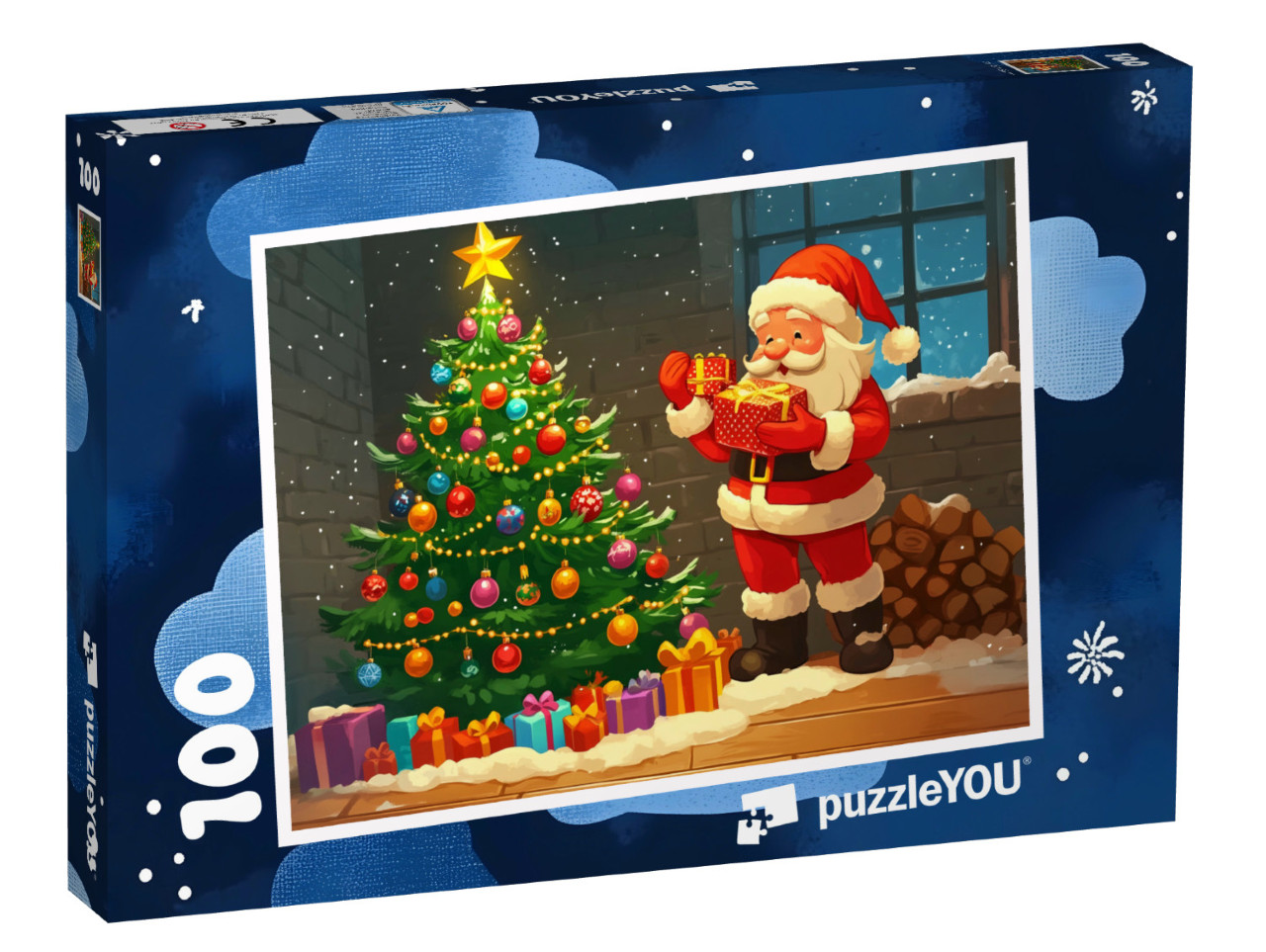 Puzzel 100 stukjes „De kerstman brengt cadeautjes“