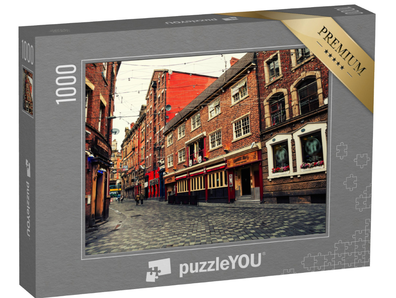 Puzzel 1000 stukjes „Rode bakstenen huizen: levendig centrum van Liverpool, Engeland“