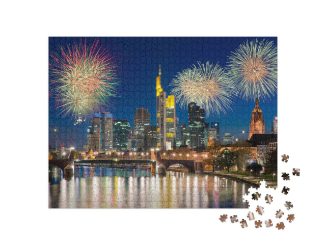 Puzzel 1000 stukjes „Vuurwerk boven Frankfurt am Main, Duitsland“