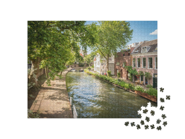 Puzzel 1000 stukjes „Een gracht in Utrecht, Nederland“