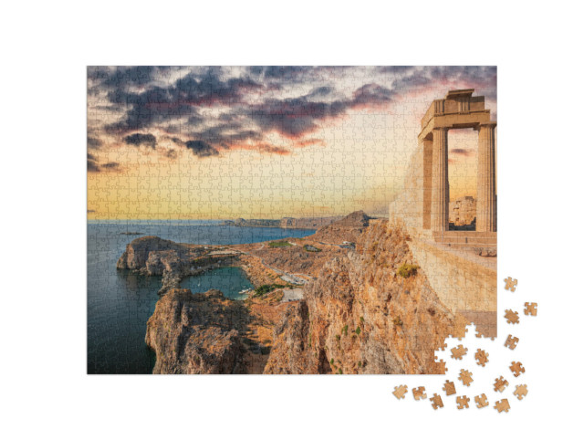 Puzzel 1000 stukjes „Het witgekalkte dorp Lindos op Rhodos, Griekenland“