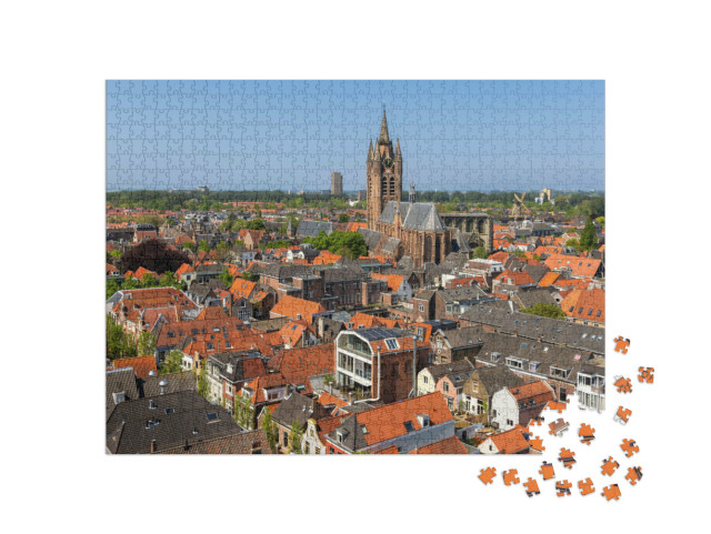 Puzzel 1000 stukjes „De Oude Kerk, een historische kerk in Delft, Nederland“
