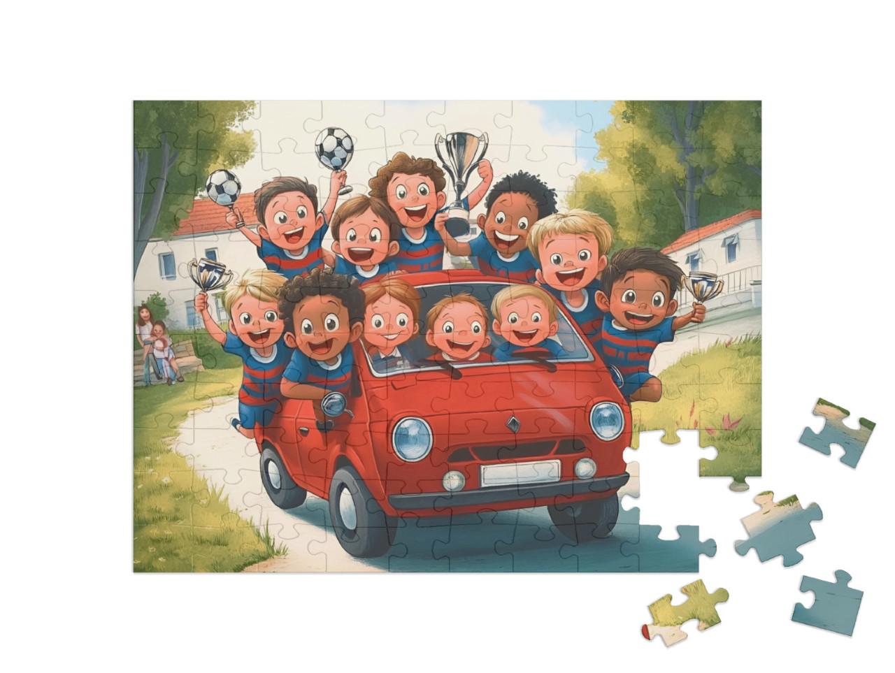 Puzzel 100 stukjes „Op tournee met het beste voetbalteam“