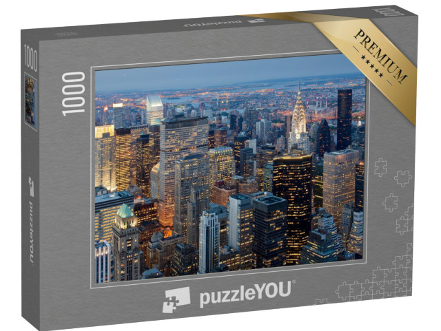 Puzzel 1000 stukjes „Zonsondergang boven de wolkenkrabbers van Manhattan“