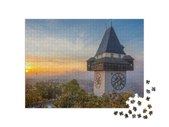 Puzzel 1000 stukjes „De beroemde klokkentoren op de Schlossberg in Graz, Oostenrijk“