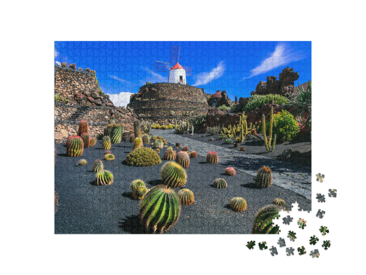 Puzzel 1000 stukjes „Botanische cactustuin, een populaire attractie op Lanzarote“