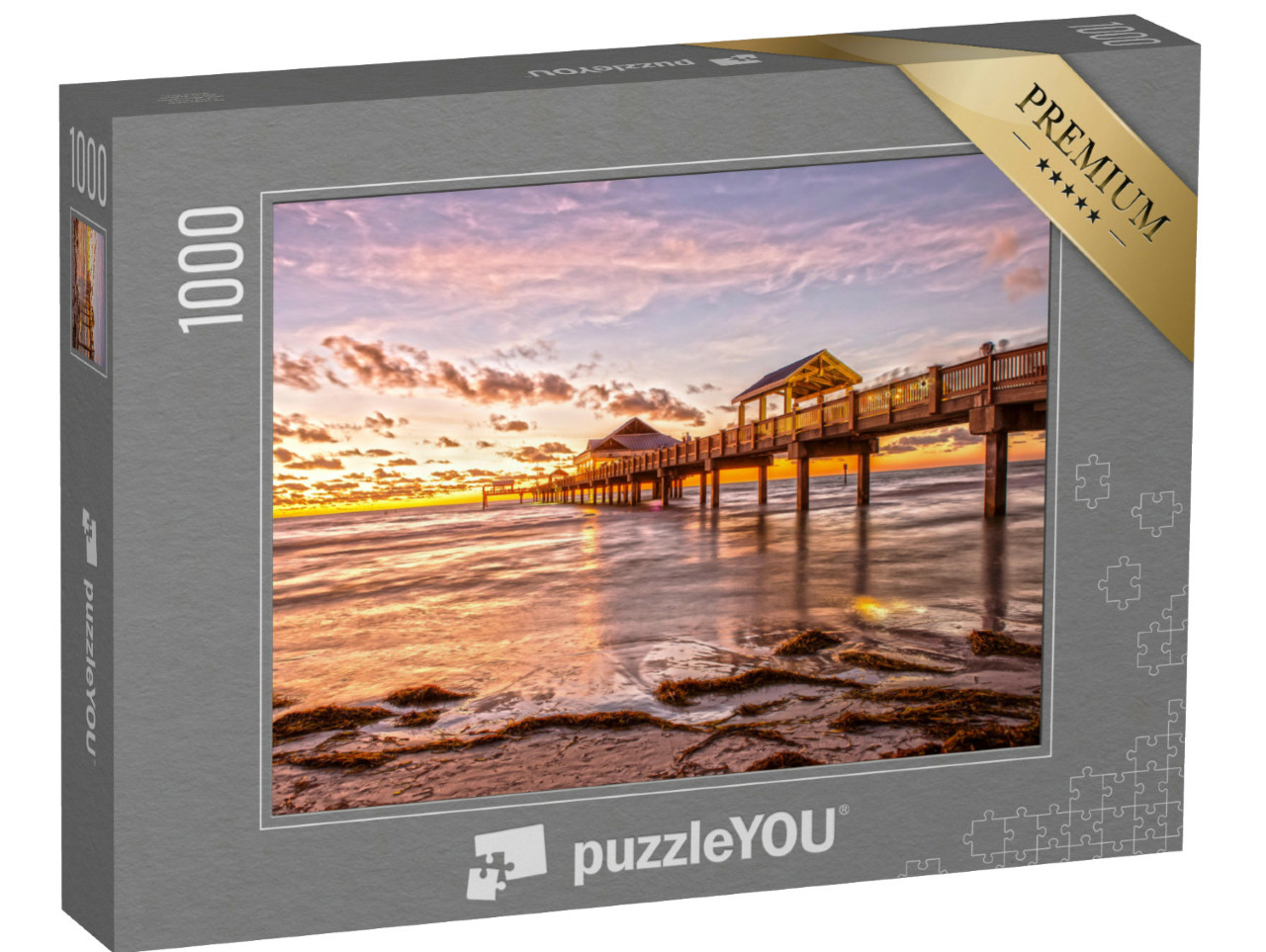 Puzzel 1000 stukjes „Zonsondergang bij de pier van Clearwater Beach, Florida“