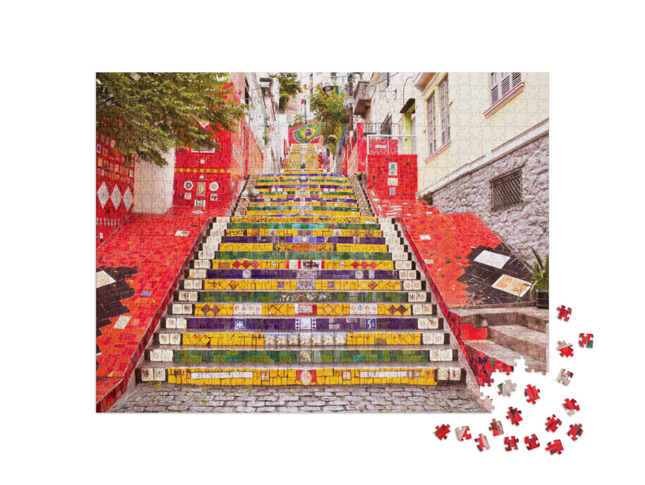 Puzzel 1000 stukjes „Escadaria Selaron beroemde openbare trap in Rio de Janeiro, Brazilië“