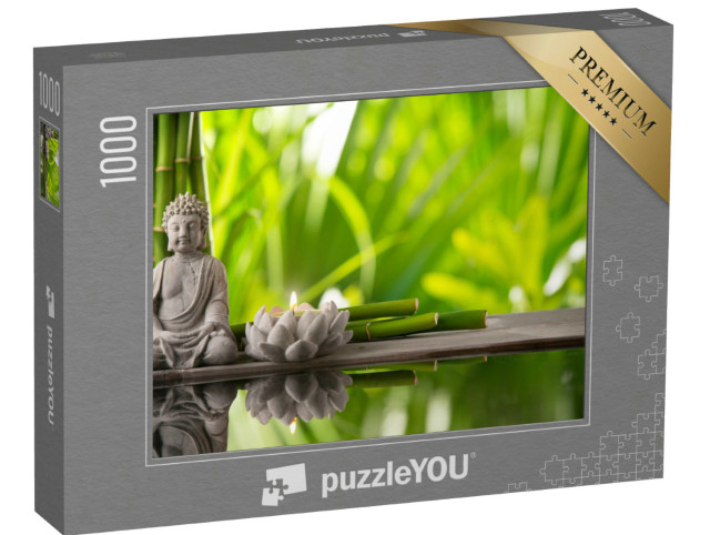 Puzzel 1000 stukjes „Boeddha in meditatie met brandende kaars“