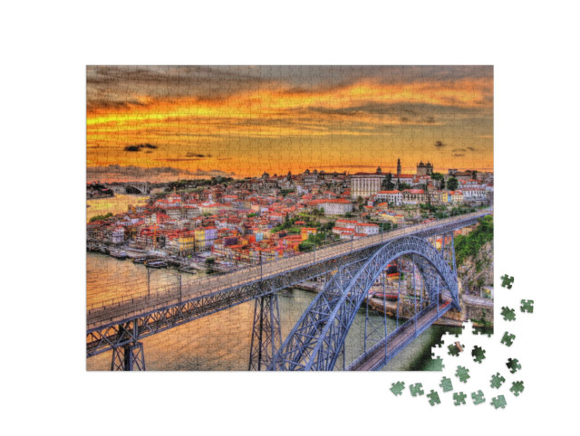 Puzzel 1000 stukjes „Porto met Dom Luis Brug, Portugal“