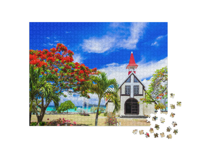 Puzzel 1000 stukjes „Bloeiende vlammenboom op Mauritius“