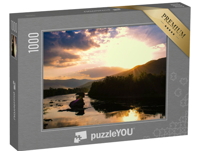 Puzzel 1000 stukjes „Huis aan de rivier de Drina, Servië“