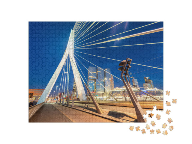 Puzzel 1000 stukjes „Rotterdam: moderne skyline bij nacht“