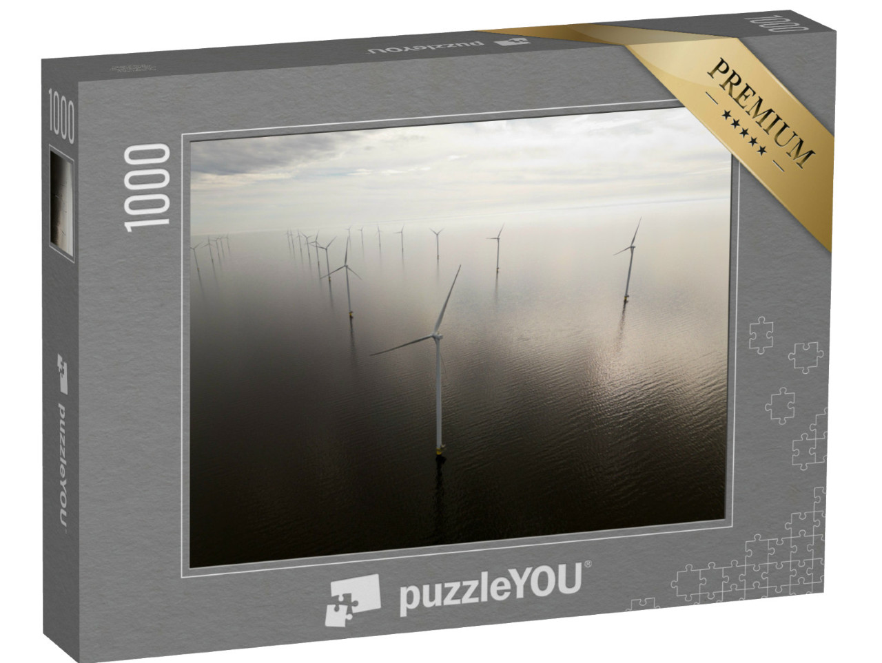 Puzzel 1000 stukjes „Windturbines in een offshore windmolenpark, Ijsselmeer, Breezanddijk, Nederland“