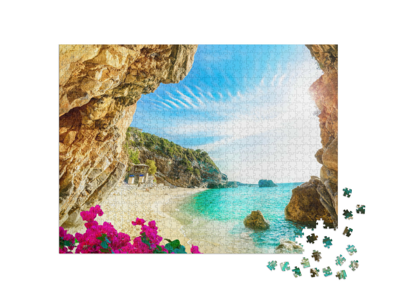 Puzzel 1000 stukjes „Prachtig uitzicht over de zee en het strand van Corfu, Griekenland“