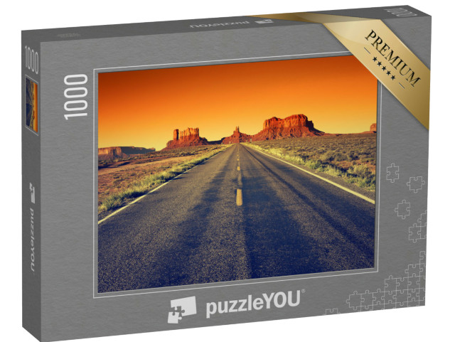Puzzel 1000 stukjes „Weg naar Monument Valley bij zonsondergang, VS“