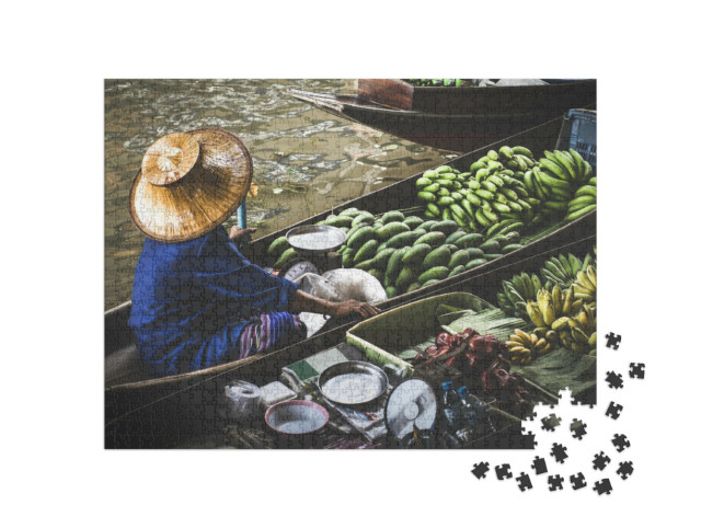 Puzzel 1000 stukjes „Exotisch: de drijvende markt Damnoen Saduak“