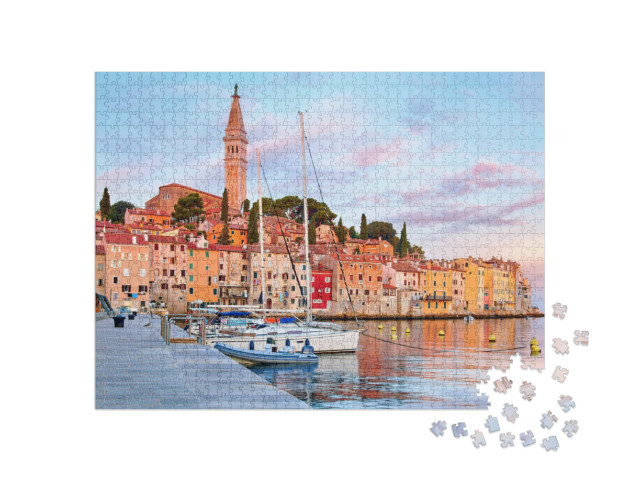 Puzzel 1000 stukjes „Middeleeuws stadje Rovinj aan de Adriatische Zee, Kroatië“