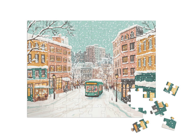 Puzzel 100 stukjes „Sneeuwvlokkenstad“
