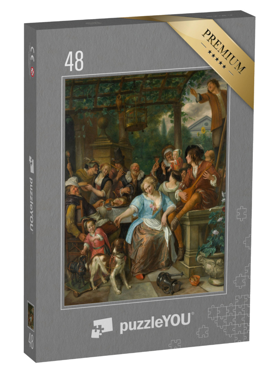 Puzzel 48 stukjes „Jan Steen - Gelukkig gezelschap op een terras“