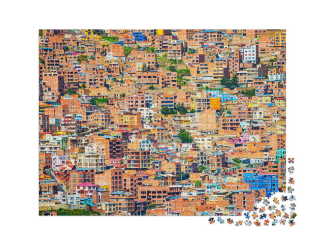Puzzel 2000 stukjes „Traditionele Boliviaanse huizen op de heuvels in La Paz, Bolivia“