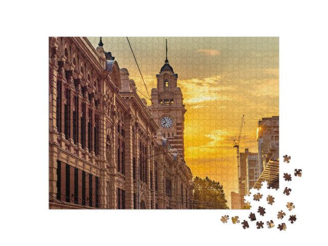 Puzzel 1000 stukjes „Klokkentoren, Flinders Street treinstation, Melbourne, Australië“