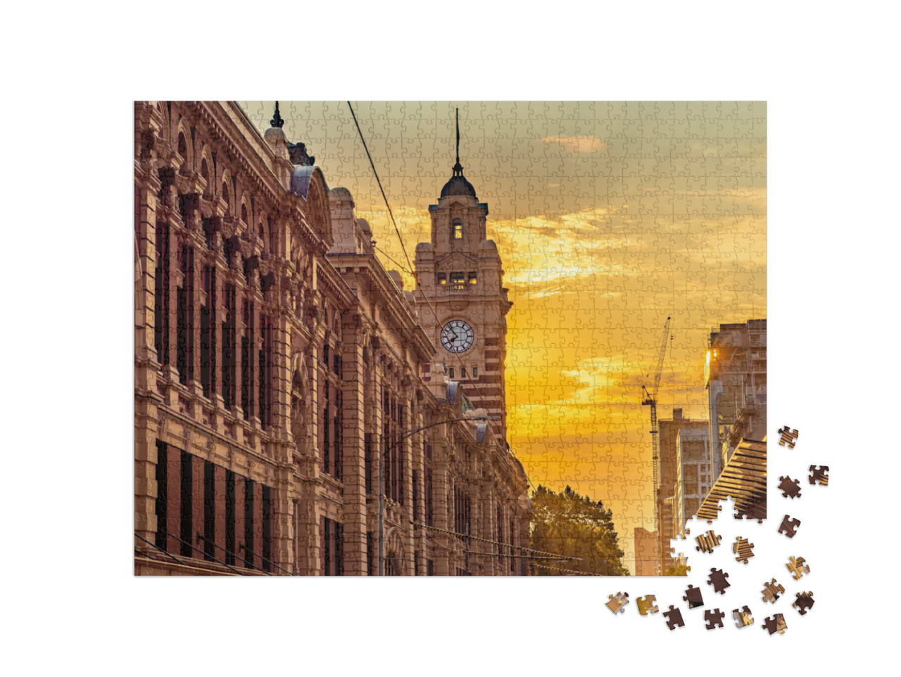 Puzzel 1000 stukjes „Klokkentoren, Flinders Street treinstation, Melbourne, Australië“